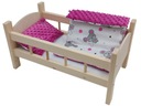 ДЕРЕВЯННАЯ КРОВАТЬ для кукол КУКЛЫ + ПОСТЕЛЬНОЕ ПРИДАНИЕ