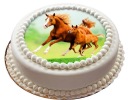 Хлопья для торта HORSES, диаметр 20 см, плотные, ярких цветов.