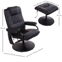 Массажное расслабляющее кресло с подставкой для ног и пультом дистанционного управления, черная кожа