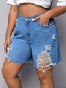 Shein egw przetarcia jeansowe spodenki krótkie jeans dziury 50 Kolor niebieski