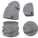 ДЕТСКИЙ КОМПЛЕКТ ЮБКА ИЗ ХЛОПКА ШАПКА НА ОСЕНЬ ЗИМА СЕРЫЙ 40-46