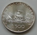 WŁOCHY - 500 lirów 1967 r. - srebro Ag Rok 1967