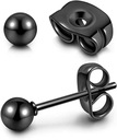 ЧЕРНЫЕ ШАРИКОВЫЕ СЕРЬГИ ХИРУРГИЧЕСКАЯ СТАЛЬ 4 ММ Шпильки