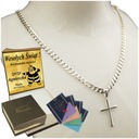 Мужское серебряное ожерелье-цепочка Бронированный крест 925 гравировка + ПОДАРОК