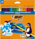 BIC AQUACOULEUR KREDKI AKWARELOWE DREWNIANE ZESTAW DLA DZIECI 24 KOLORY