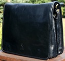 Pánska kožená taška cez rameno veľká čierna talianska A4 poštárka vintage A4 Šírka (dlhá strana) 32 cm