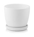 КЕРАМИЧЕСКИЙ ЦВЕТОЧНЫЙ ГОРШОК НА ПОДСТАВКЕ 13см, БЕЛЫЙ