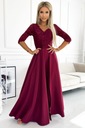 AMBER elegantné dlhé maxi šaty s čipkovaným výstrihom BORDOVÁ - S Pohlavie Výrobok pre ženy