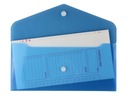 Папка-конверт на кнопке, А4 ПП, прозрачная, синяя.