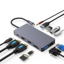 Адаптер, концентратор, док-станция 12 в 1 USB-C TB HDMI 4K USB RJ45 VGA SD JACK