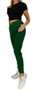 Bavlnené nohavice dámske vrecká guma v páse Dominujúca farba zelená