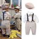 Maluch chłopiec Romper Gentleman odzież garnitur noworodka kombinezon z paskiem i kokardą kapelusz Wiek dziecka 0 +