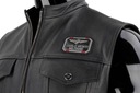 Pánska kožená vesta na motorku čierna s nášivkami DORJAN DUC950N S Zapínanie zips