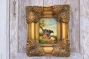 Pasenie dobytka - Kravy - Sielski Krajina - Nádherný olejomaľba - Zlatý rám Výška produktu 32 cm