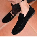 Мужские мокасины черного цвета с минималистичным логотипом, мужская обувь из экокожи.