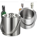 WIADERKO DO LODU COOLER POJEMNIK Z POKRYWKĄ na lód KOSTKI 1,5L STALOWE