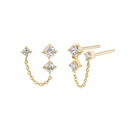 Двойная цепочка-заклепки Aide, маленькая цепочка-кисточка с тремя цирконами