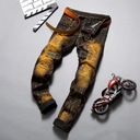 Európa Amerika značky plisované retro dierované džínsy Homm Strih rúry