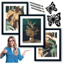 НАБОР КАРТИН В РАМКЕ 30х40 ПРИРОДА МОНСТРА ЛИСТЬЯ ЗОЛОТЫЕ КАРТИНЫ ДЛЯ ГОСТИНОЙ