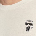 Karl Lagerfeld pánsky sveter z vlny klasický ecru logo XL Dominujúca farba biela