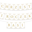 БАННЕР-гирлянда Крещение+имя ребенка 1 год ЗОЛОТО