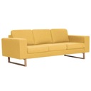 Sofa 3-osobowa, tapicerowana tkaniną, żółta Wielkość trzyosobowa