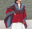 AZTEC PERU PONCHO, красные полоски из Перу.