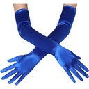 Длинные васильковые АТЛАСНЫЕ ПЕРЧАТКИ