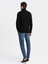 Pletený pánsky sveter s rozopínateľným stojačikom čierny V3 OM-SWZS-0105 S Dominujúca farba čierna