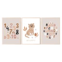 Набор из 3 постеров А3 Boho Tiger Различные узоры