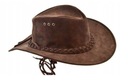 КОРИЧНЕВАЯ КОЖАНАЯ ШЛЯПА НА РЕМЕНКАХ - РАЗМЕР L