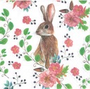 Салфетка для декупажа 244W Пасхальный кролик розы