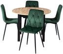 Набор лофт для гостиной, столовой, столовой и 4 зеленых велюровых стульев ROBIN
