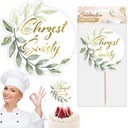 БОЛЬШОЙ ТОПЕР НА ТОРТ НА КРЕСТИЕ, ЗОЛОТОЙ, С ЛИСТЬЯМИ, ЦВЕТАМИ, ОРНАМЕНТОМ, УКРАШЕНИЕМ