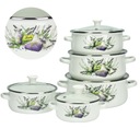 НАБОР ИЗ 5 ЭМАЛЬНЫХ ГОРШКОВ, ЛАВАНДА, НАБОР 10 ШТ.