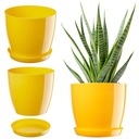 DONICZKA Z PODSTAWKĄ PLASTIKOWA OSŁONKA DONICA 12cm ŻÓŁTA NA KWIATY KADAX