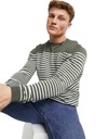 Pletený pruhovaný sveter vo farbe khaki DEFEKT S