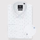 PAKO LORENTE M Белая приталенная мужская повседневная рубашка с микро-рисунком