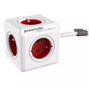 PowerCube Удлиненный красный кабель 1,5м, 5 розеток, DesignNest (allocacoc)