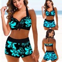 Eleganckie Bikini Dwuczęściowe Z Wysokim Stanem Bikini Damskie W Kwiaty Waga produktu z opakowaniem jednostkowym 0.28 kg