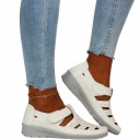 САНДАЛИИ ЛЕТНИЕ ЖЕНСКИЕ, АЖУРНЫЕ НА ВЕЛКРО, КОЖАНЫЕ, НИЗКИЕ