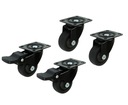Колесо мебельное поворотное, черное, тормоз - комплект