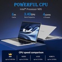 Auusda Laptop 15,6&quot; Intel N95 DDR4 16 GB SSD 512 GB FHD Win11Pro Srebrny Wielkość pamięci RAM 16 GB
