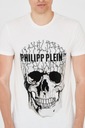 PHILIPP PLEIN Tričko biele s popraskanou lebkou XXL Veľkosť XXL