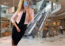 Женский пиджак, розовое болеро, куртка из экокожи, размер (36-50) 38