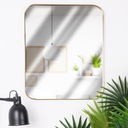 Золотое подвесное прямоугольное настенное зеркало в золотой металлической раме, 55х45 см.