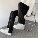 Korean Zipper Design Trendy Men Straight Pants Cas Kolor czarny