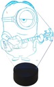 LAMPKA NOCNA 3D LED MINIONKI MULTIKOLOR PILOT USB