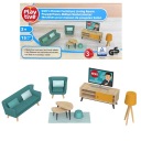 DREWNIANE MEBELKI PLAYTIVE MEBLE DO SALONU DZIECIĘCEGO ZESTAW