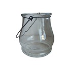 Стеклянный фонарь с металлической ручкой, высота 12,5 см.